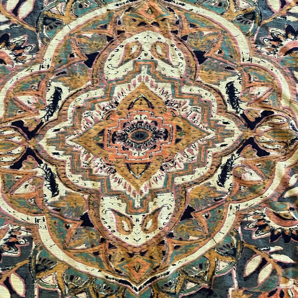 Lucky Brand Top Womens Medium Blue Multicolor Persian Carpet Tee Casual - Picture 6 of 15